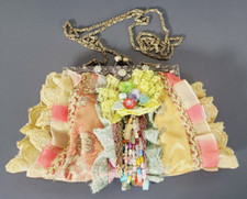 VTG Victorian Romantic Lace Clutch with Beads Purse / Handbag