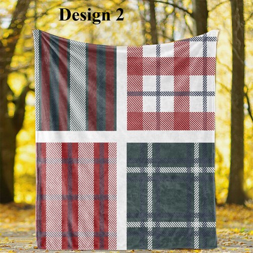 Retro Patchwork Plaid Bedspread Sofa Throw Blanket Holiday Birthday Gift Flannel - Picture 13 of 21