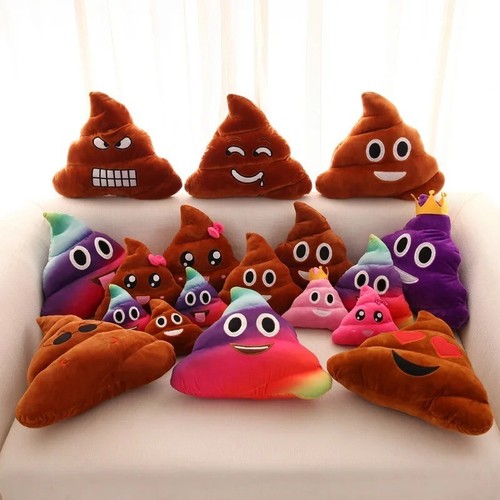Poop Emoji Plush Brown Stuffed Pillow Cushion Funny Toy Gag Gift Decor - Picture 5 of 8