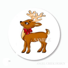 Classic Reindeer Christmas Favors Scrapbook Stickers Labels Envelope Seals