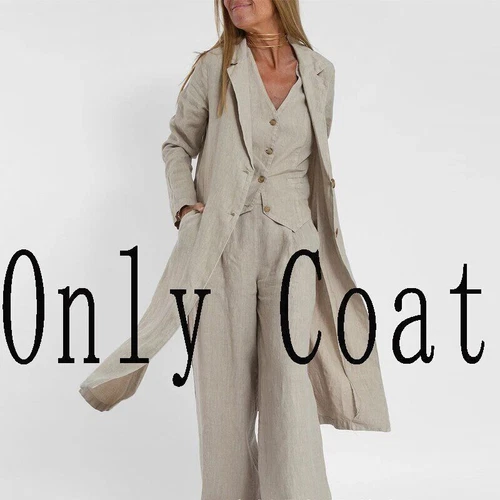 Women's suit jacket vest/top+pants new patchwork cotton linen casual set - Bild 30 von 34