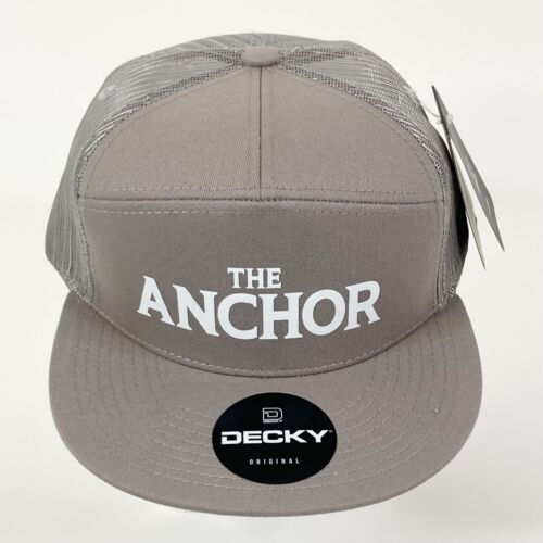 DECKY HAT 7 Panel High Profile Flat Bill Snapback Mesh Trucker Hat THE ANCHOR - Picture 2 of 8