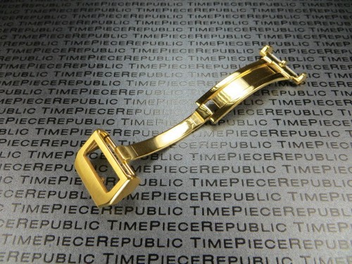 Neuf 18mm Boucle Déployante Suisse 316L Inoxydable Fermoire Or Plaque pour Iwc - Picture 3 of 3