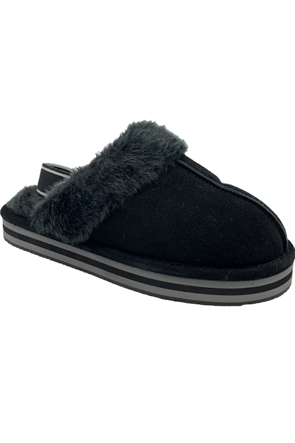 Женские тапочки-слипоны Clarks из искусственной замши на плоской подошве черного цвета 4690₽