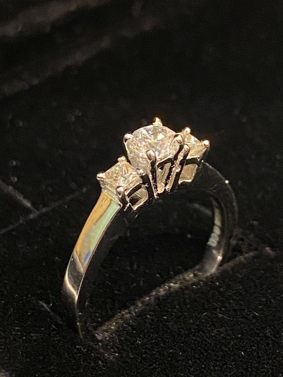 Cts Round Princess Cut Diamond Wedding Three Stone Ring In