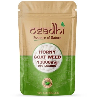 OSADHI Horny Goat Weed 120 Capsules 13,000mg Per Cap 30% Lcariin Male Libido Boost