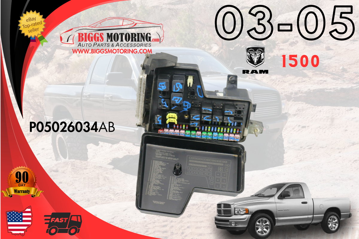 2003-2005 Dodge Ram 1500 Integrated Power Fuse Box Module P05026034AB