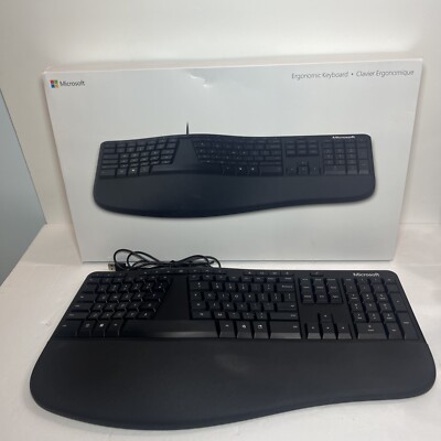 Microsoft LXM-00001 Model 1878 Wired USB 2.0 Ergonomic Keyboard Black ...