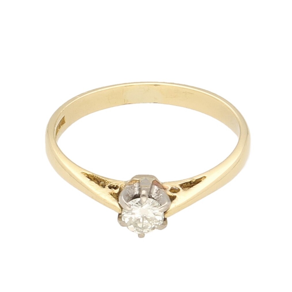 Vintage 18Carat Yellow Gold 0.25ct Diamond Solitaire Ring (Size L 1/2) 4mm Head