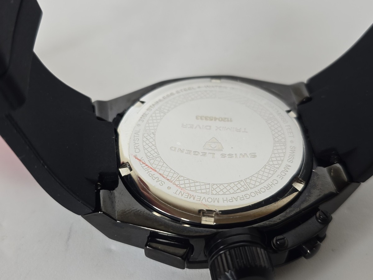 Swiss Legend Men's Trimix Quartz Chronograph Watch Black 44mm | eBay