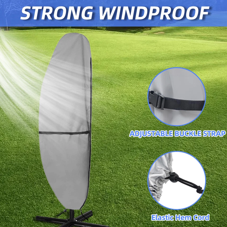 Patio Umbrella Parasol Canopy Cover - Waterproof Outdoor with Sturdy Zipper - Image 3 of 4