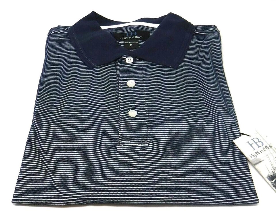 Highland Bay белый и синий в полоску поло RN: 107537 средний (совершенно новый) - Изображение 2 из 2