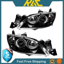 Pair Black Front For Mazda 3 04-09 2.02.3l Amber Reflector Headlight Assemblies