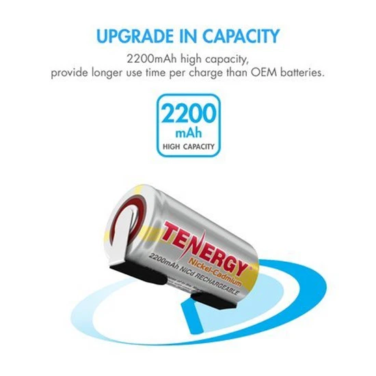 15x Baterías recargables Tenergy 2200mAh SubC NiCd para herramientas eléctricas con pestaña 1,2 V Foto 3 de 4