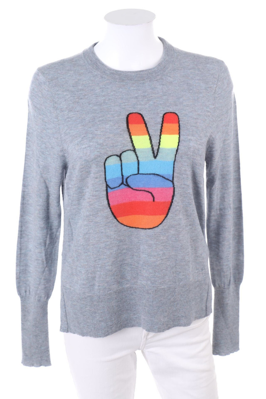 ZADIG & VOLTAIRE 100% Cachemira Jersey Estampado Eur M = S Gris