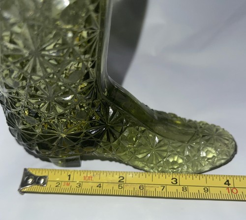 Vintage Fenton Glasstiefel Gänseblümchen und Knopf kolonialgrün 1970er Jahre ca. 4,25"" H - Bild 8 von 8