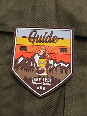Großes PVC 3D Klett-Abzeichen Patch Emblem ''GUIDE CAMP AREA  Outdoor Hiking