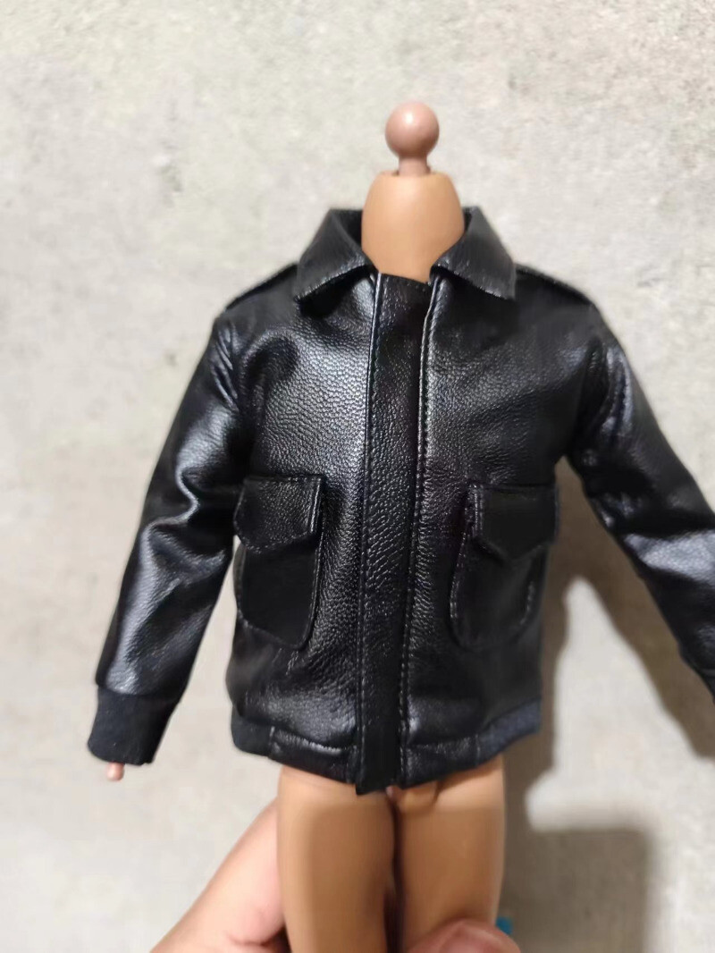1/6 Male Soldier Black Coat Leather Jacket Model for 12