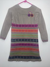 Hanna Andersson Girls 140 Fair Isle Knit Sweater Brown Flower Dress Sweet Heart