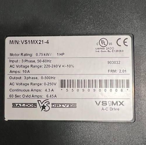 BALDOR VS1MX21-4D 1HP AC Drive VS1MX - USED - Picture 3 of 6