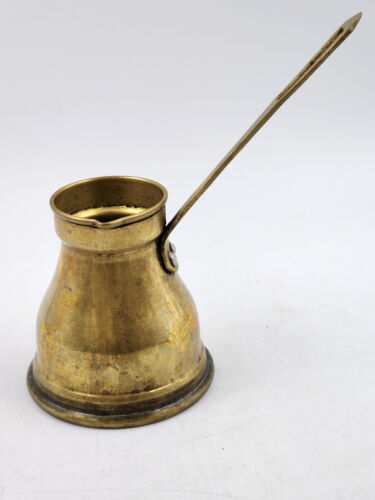 Vintage 4" Brass Turkish Coffee Pot Pitcher Engraved Handle - Picture 3 of 8