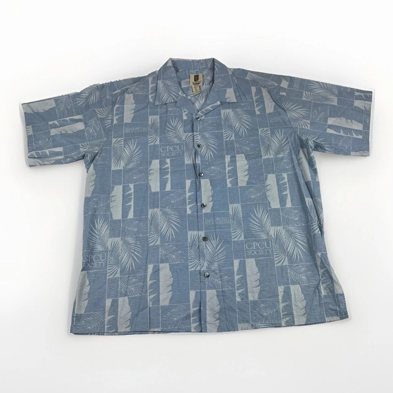 Vtg Tori Richard Hawaiian Shirt Mens Sz XL Blue Floral CPCU Society Made in USA