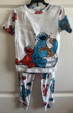 Elmo/Cookie Monster Pajamas Set 5T Toddler White Snug-Fit Cotton PJ Set Kids New
