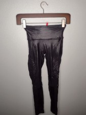 Spanx Womens Moto Leggings Medium Black Faux Leather Biker Motorcycle A30