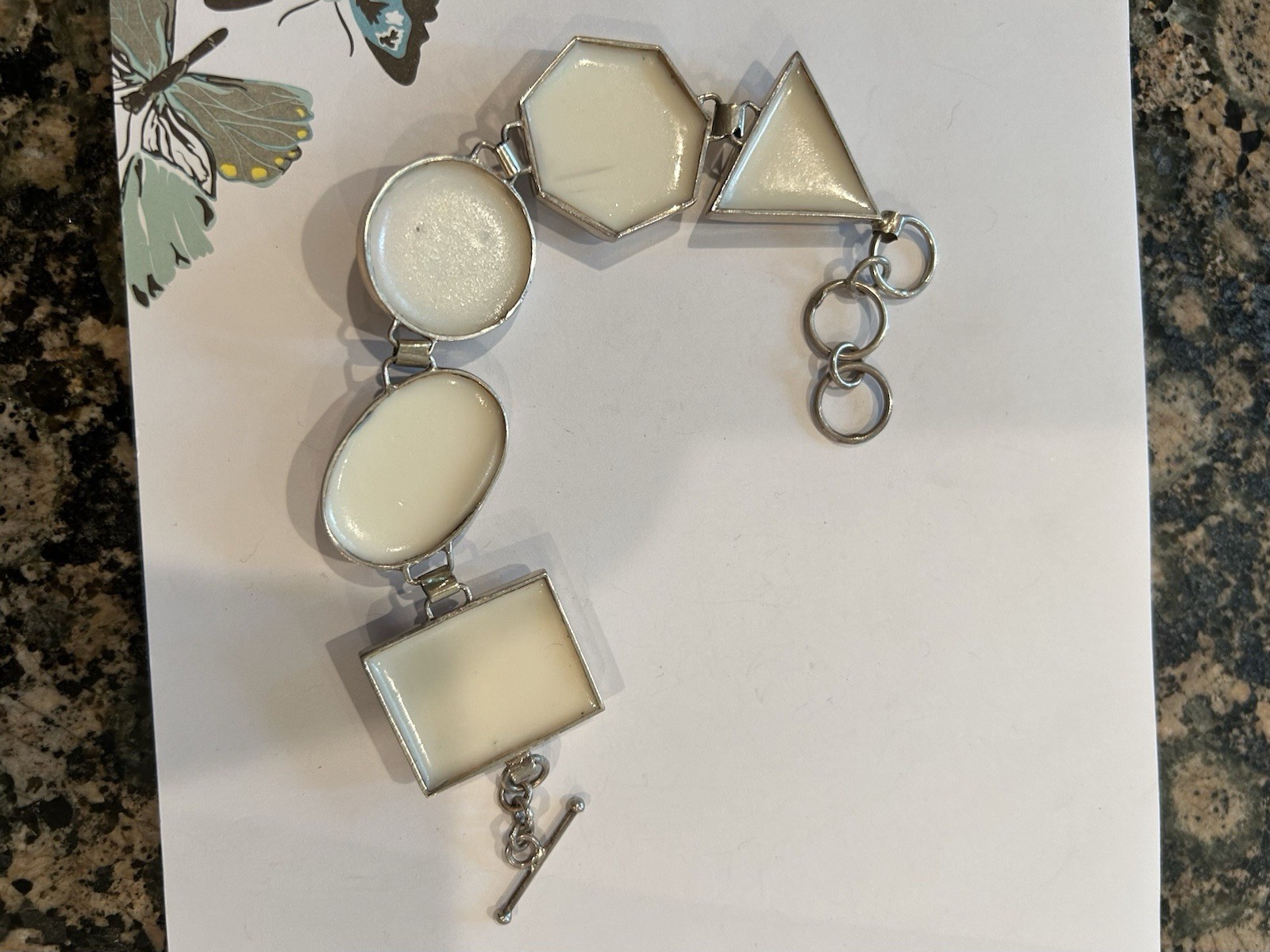 Vintage Sterling Silver Multi shell Bracelet 925 … - image 4