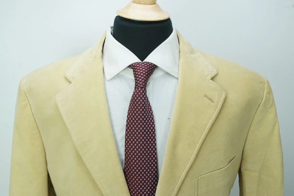 Chaqueta Abrigo Deportivo Burberry London Amarillo Beige Pana Mezcla Algodón 46R NUEVA Foto 2 de 4