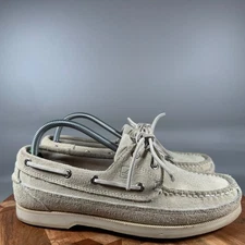Sperry Top Sider Mens 8M Off White Suede Boat Shoes Lace Up Moc Toe