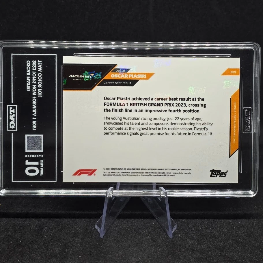 2023 Topps NOW F1 OSCAR PIASTRI Career Best Result RC Orange /99 #029 TAG 10 - Image 2 of 2