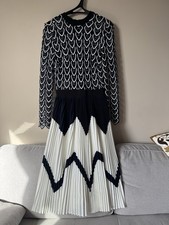 Self Portrait Navy Blue pleated long dress Fit UK 8