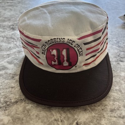 Single 1980s Baskin Robbins Ice Cream Painter's Cap Hat 31 Flavors Elastic Back