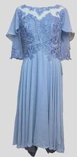 TS Courture / Light in the Box Tea Length Hi Low Evening Dress Dusty Blue Sz 14