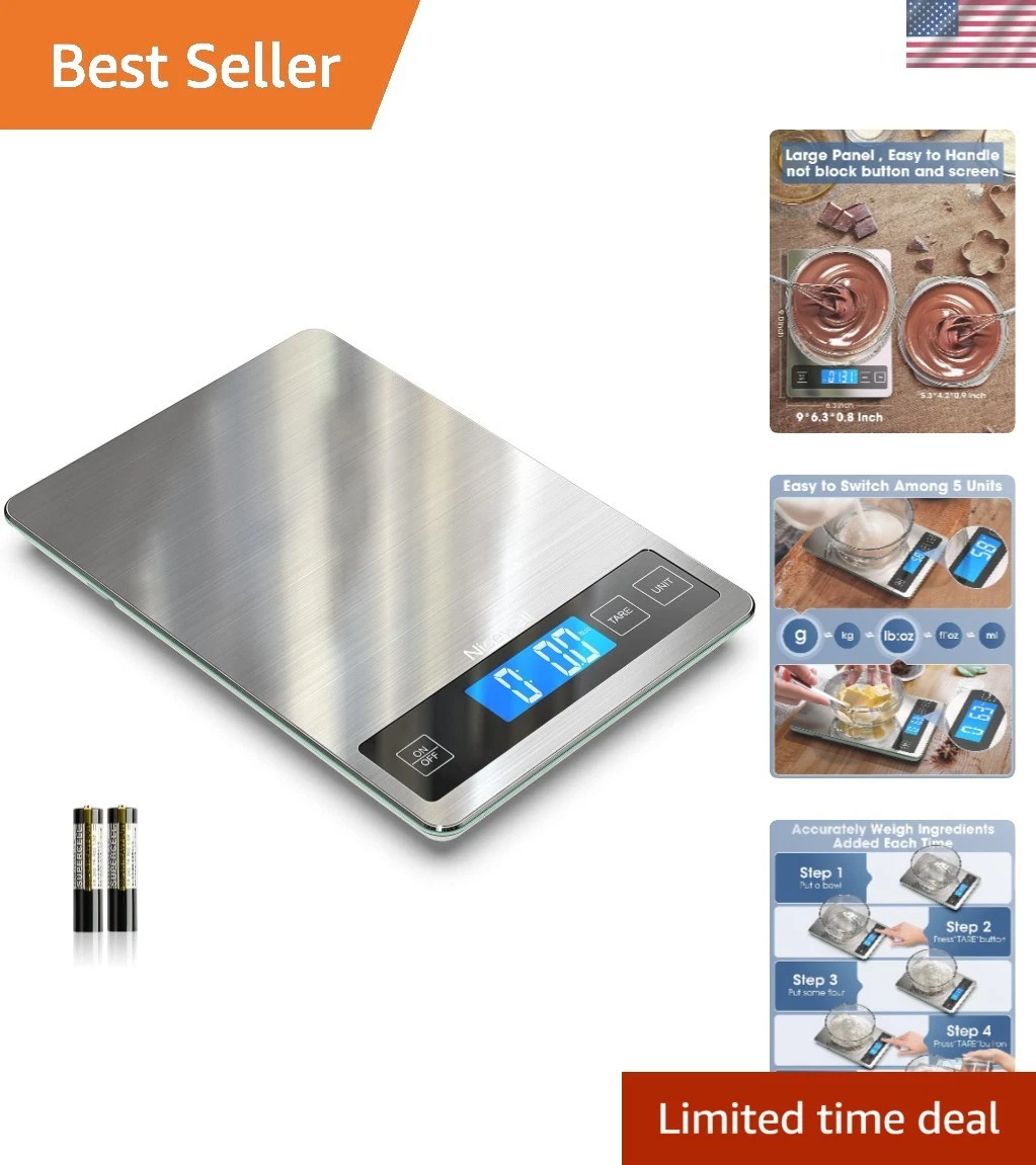 Precision Kitchen Food Scale - 22lb Capacity with 1g Graduation & Tare Function