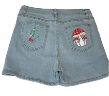 ROMWE Size L Mushroom & Butterfly Embellishments Stylish Denim Shorts NWT