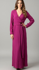 TATUUM Dress Size 10 38 Wrap Tie Fuchsia Maxi Party Cocktail Wedding Function
