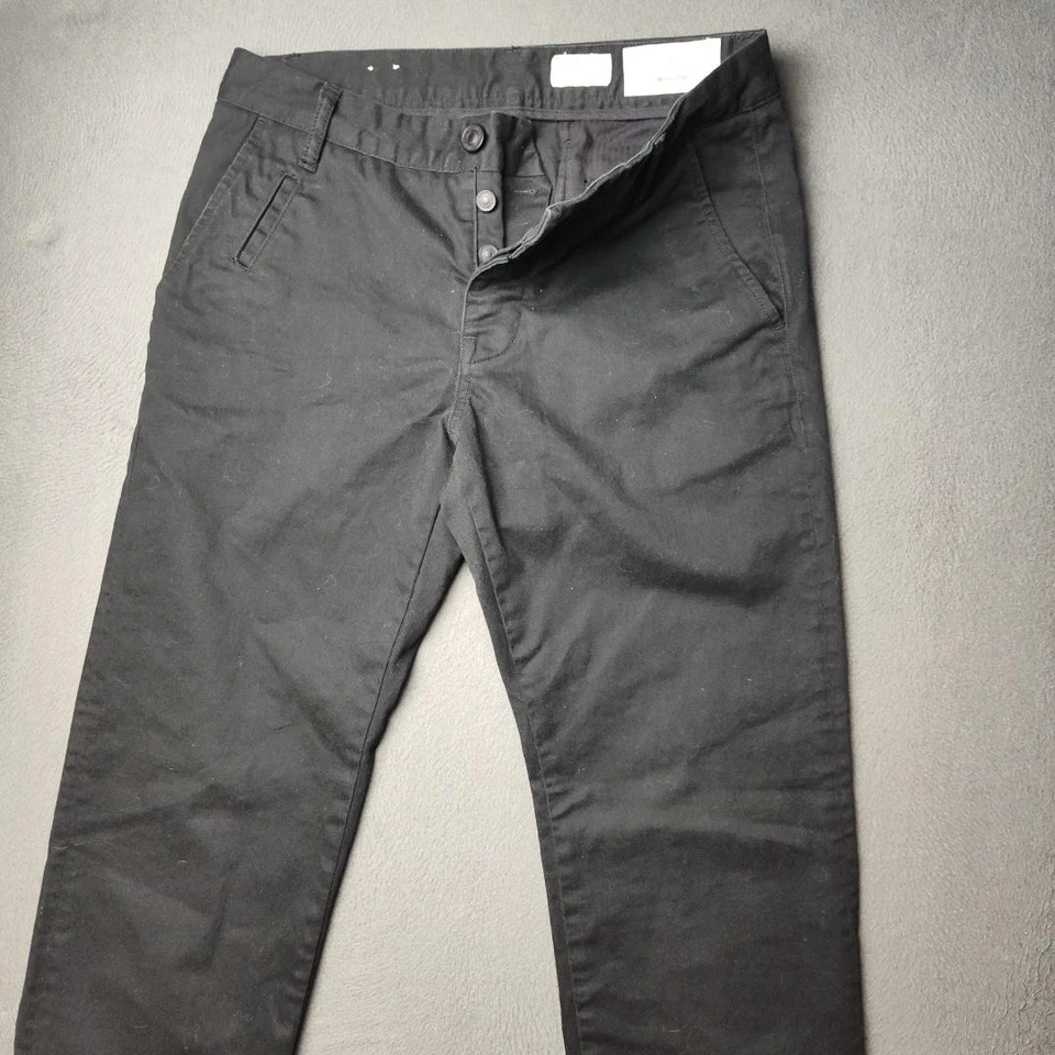 AllSaints Chino 裤子男式 30x32 黑色伏特修身纽扣门襟休闲棉 — 第 2/4 张图片