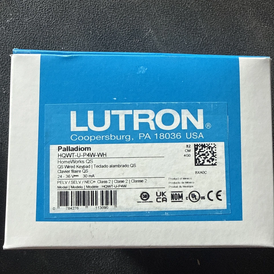 Teclado Lutron Palladiom HQWT-U-P4W-WH HomeWorks QS en blanco Foto 3 de 3