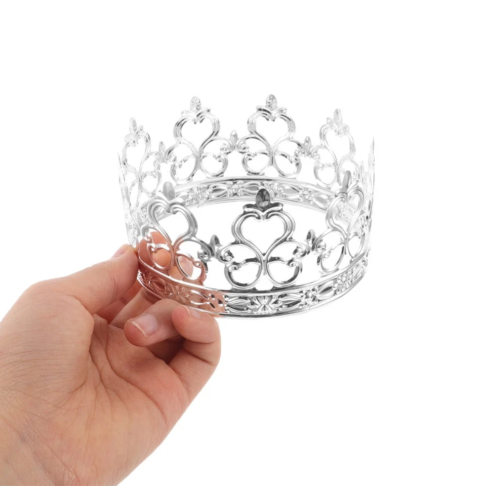  Corona d'argento per torta Topper Mini Corona Decorazione per torta Matrimonio - Immagine 3 di 4