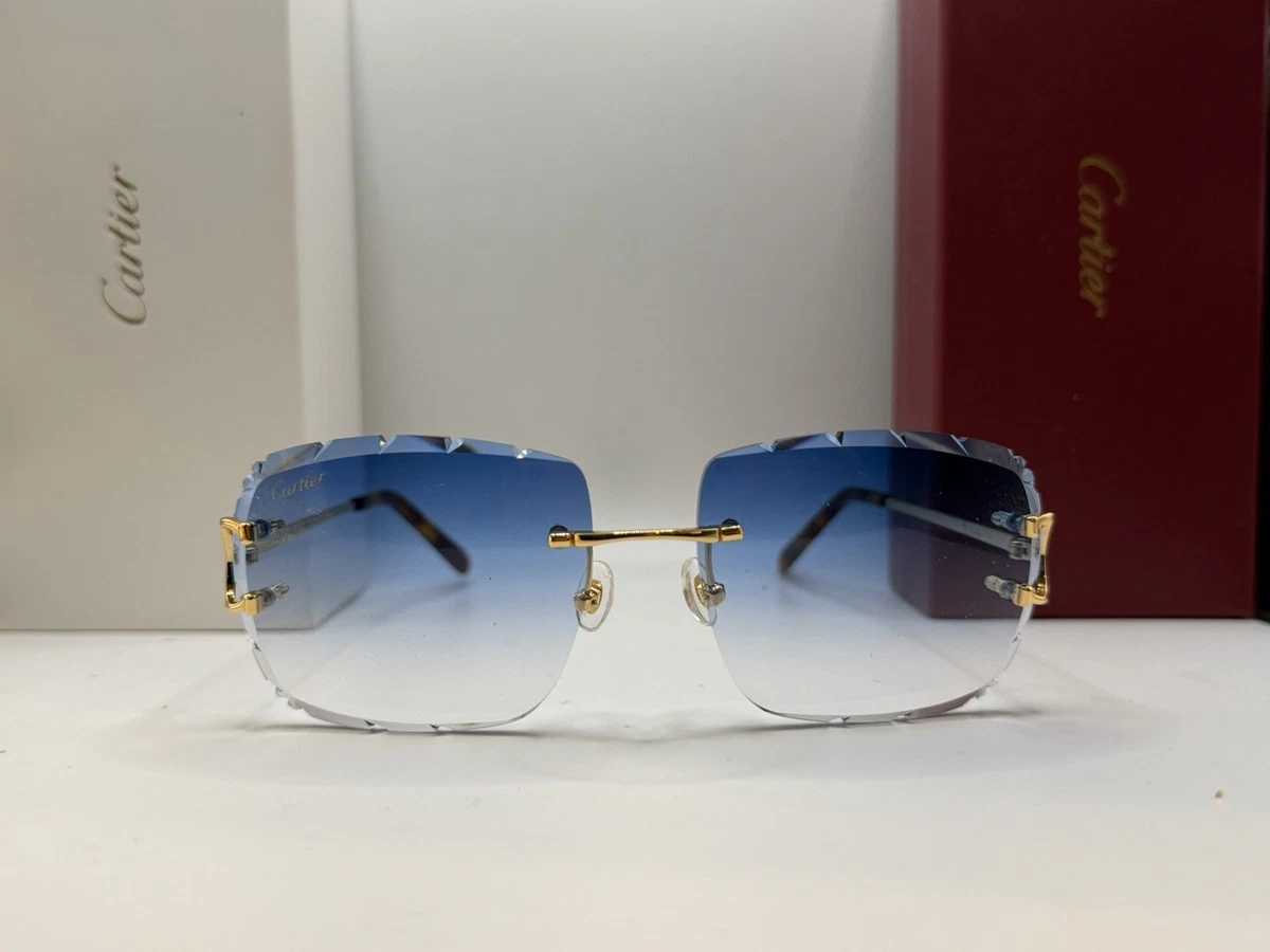 Cartier round women’s sunglasses blue lenses with silver frames brand new. Cartier | CT0092O - James Freestyle Facet | Visionist main image 3