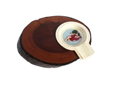 Vintage Ashtray 1940s Ceramic & Sequoia Red Wood Pinup Lady Hula Girl Cigar Rest