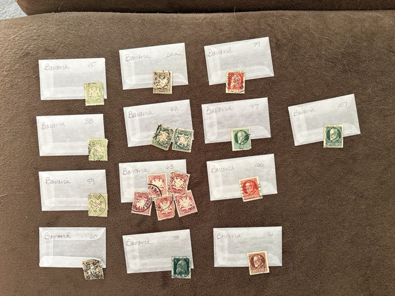 Bavaria Stamp Lot Off Paper Used Multicolor Uncertified Ungraded