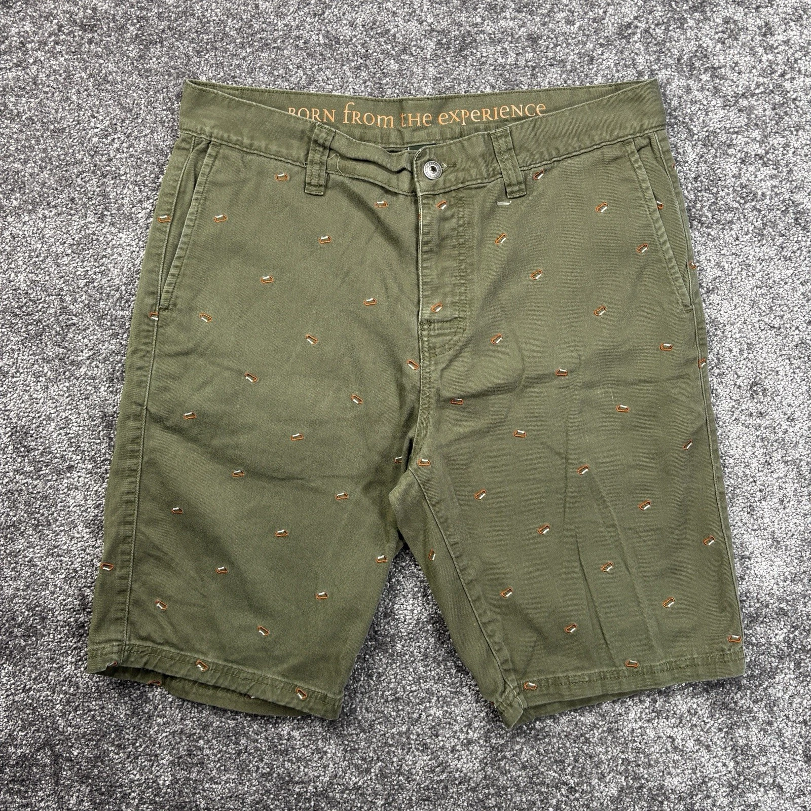 Prana Shorts Mens 34 Green Hiking Outdoor Camp Chino Casual 10” Carabiner