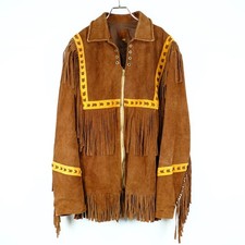 1970s Vintage Fringe Leather Jacket Suede Hippie Vintage USA Made Talon Patchwo