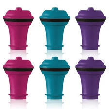 Wine Saver Vacuum Stoppers – Set of 6 – Multicolor – Airtight Seal to Keep Wi...