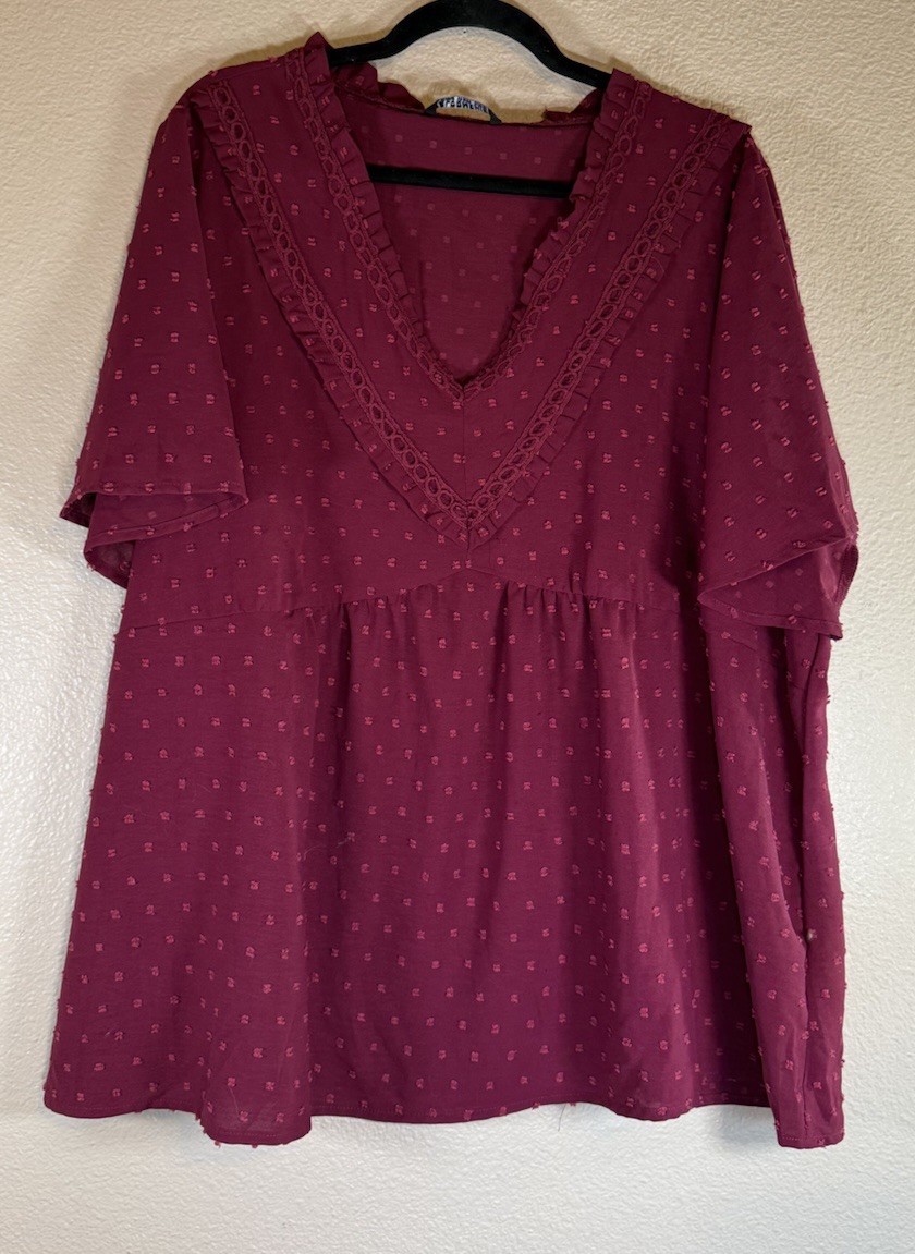 BloomChic Plus 22/24 Textured Flutter Sleeve Cran… - image 2