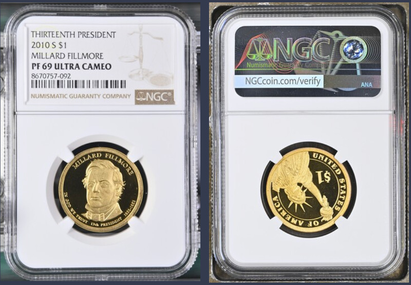 2010-S $1 Millard Fillmore NGC PF69 Ultra Cameo