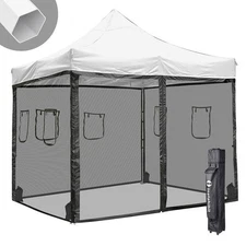 Commerical 10x10 ft Pop Up Canopy w/ 4 Sidewall Mesh Instant Folding Vendor Show